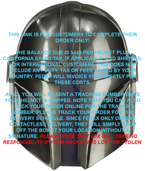 THE MANDALORIAN BESKAR HELMET SEASON 2 BALANCE PAYMENT EFX Inc